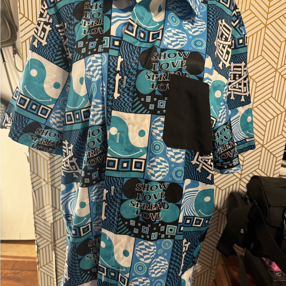 Blue and Black Graphic Men's Shirt